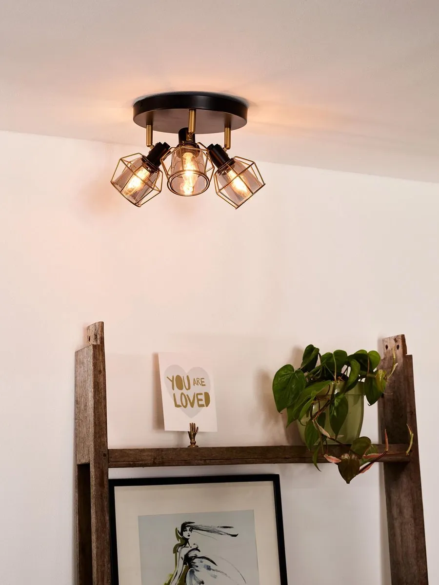 Lucide NILA Plafondspot Ø36cm - 3xE14 - Zwart