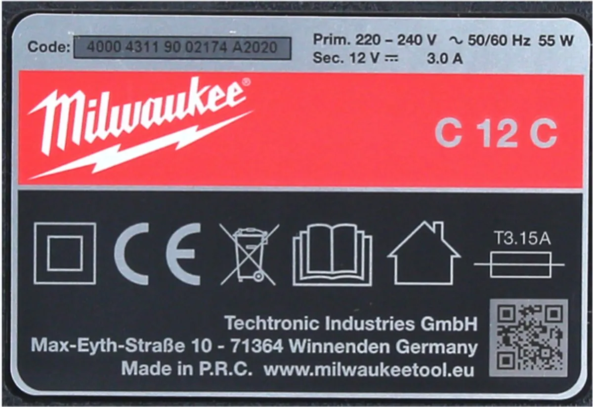 Milwaukee M12 C12C Accustartset - 4x 2.0Ah Accu