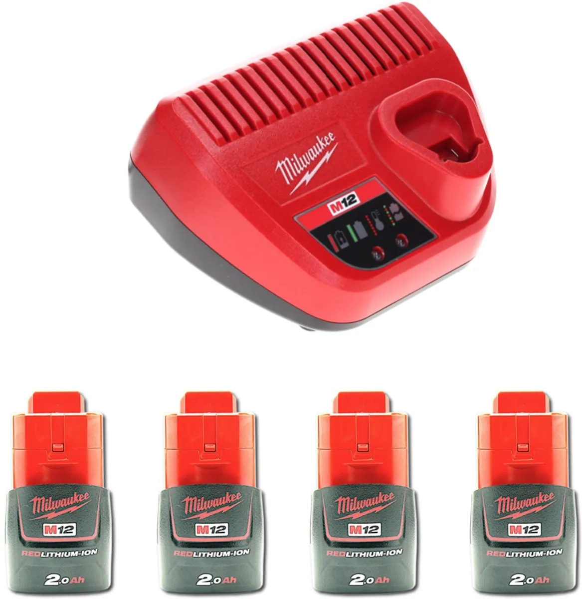 Milwaukee M12 C12C Accustartset - 4x 2.0Ah Accu