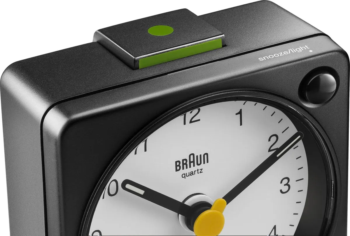 Braun BC02XBW Reis Wekker - Zwart/Wit
