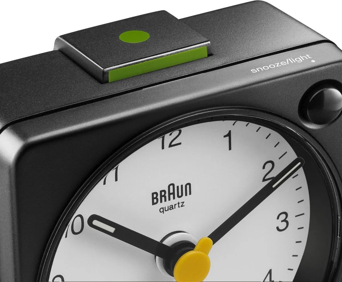 Braun BC02XBW Reis Wekker - Zwart/Wit