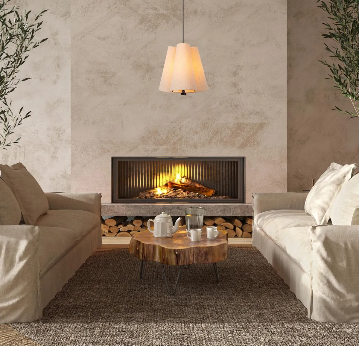 Lucide Gregory Hanglamp Ø34cm - 3xE27 - Beige