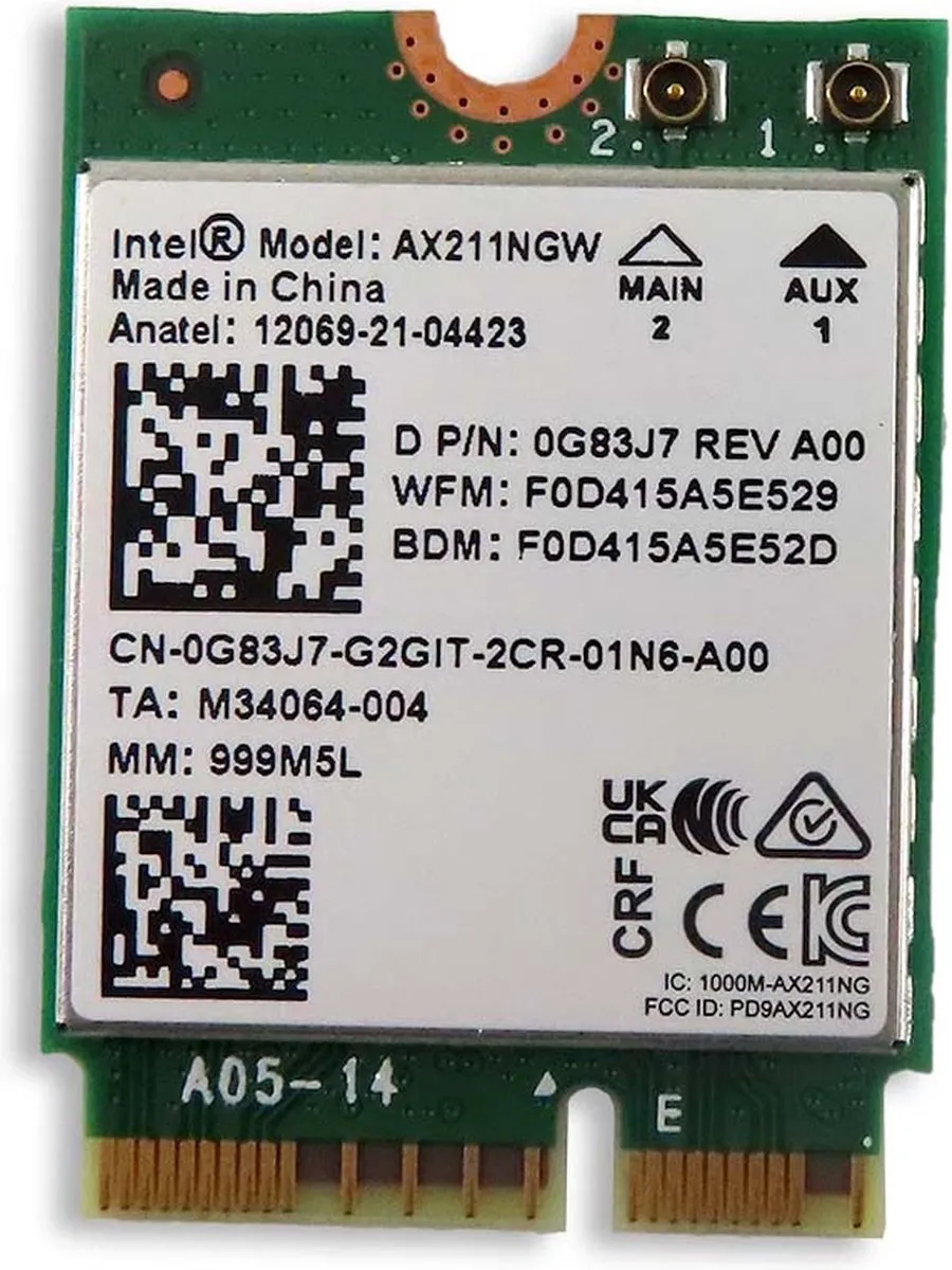 Dell Intel AX211 M.2 WiFi 6E Kaart