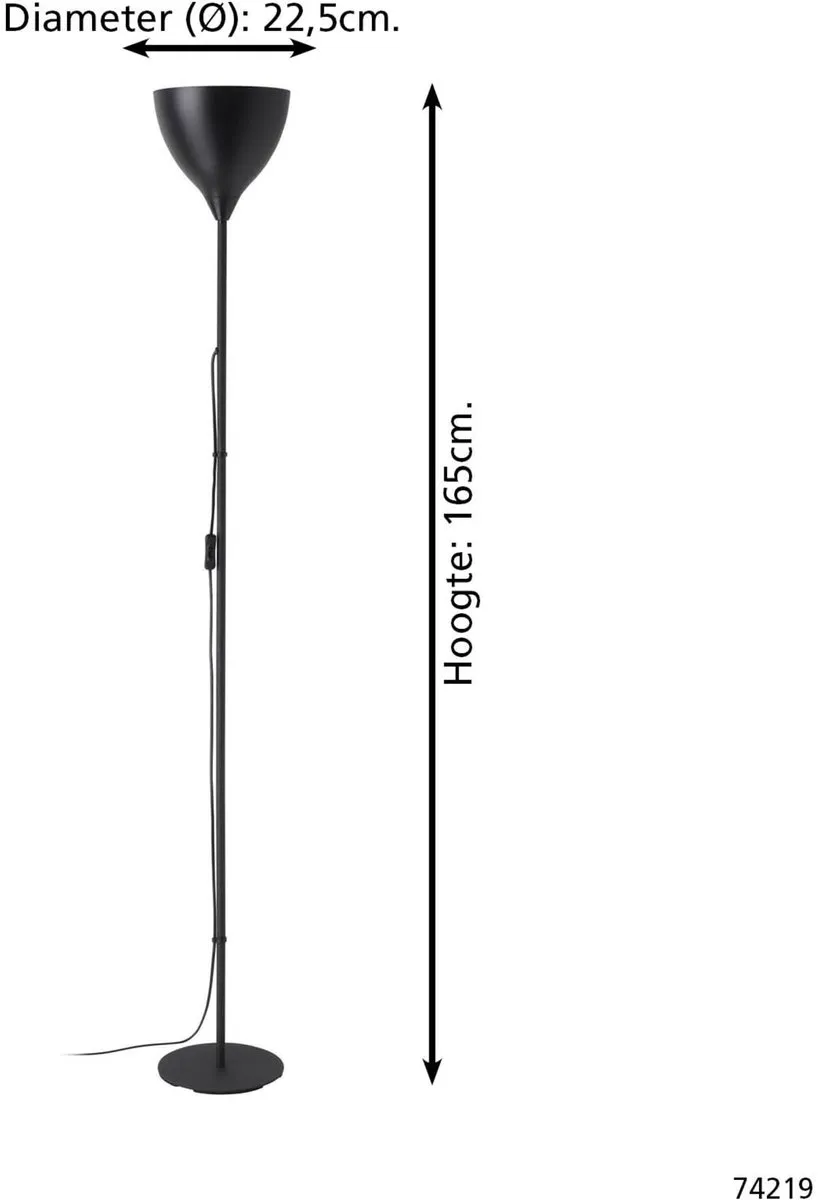 Eglo Vilastrosi-E Vloerlamp E27 - 165cm - Zwart - afbeelding 6 van 6