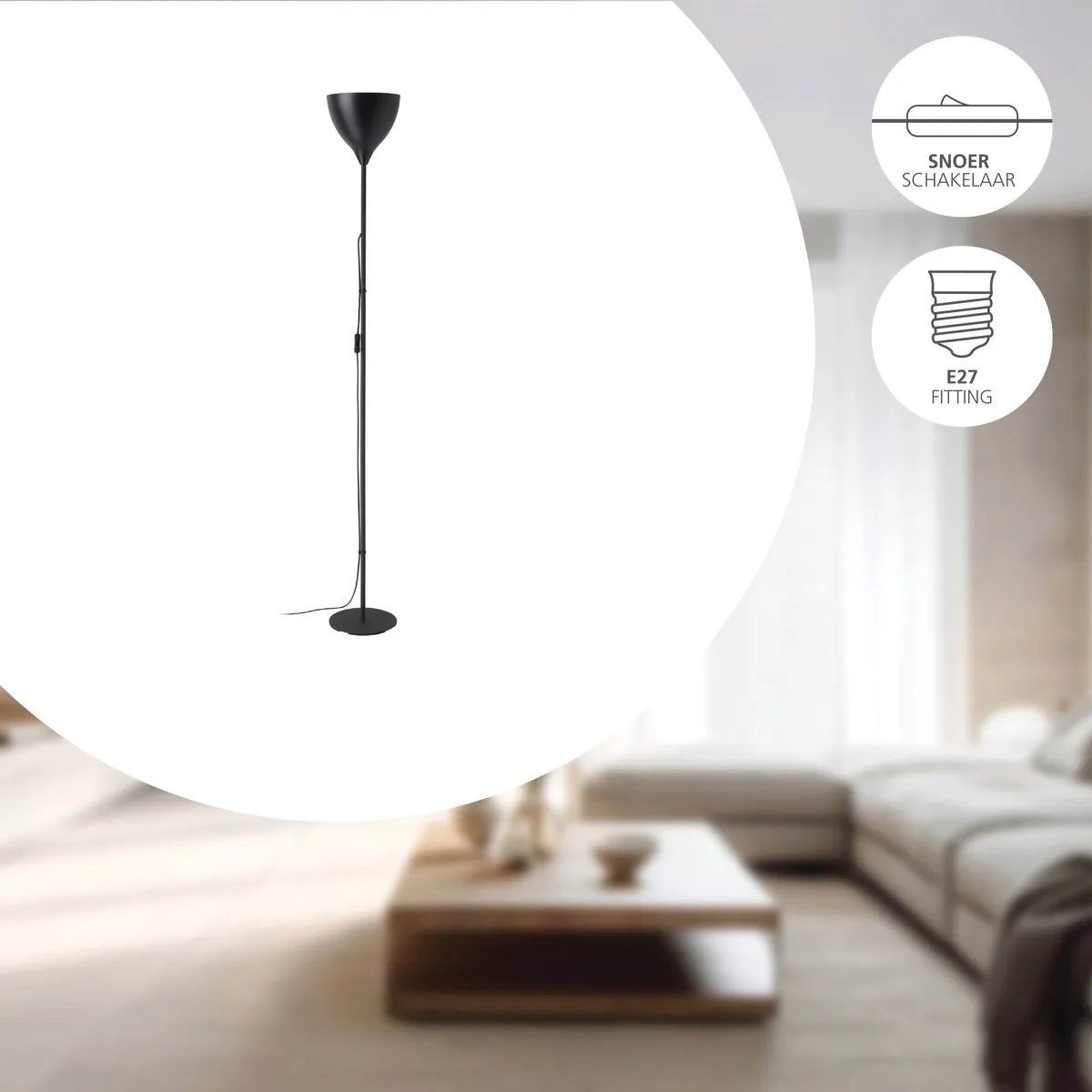 Eglo Vilastrosi-E Vloerlamp E27 - 165cm - Zwart