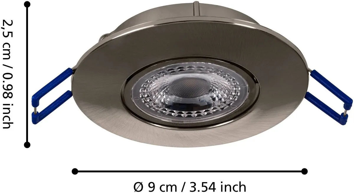 Eglo Zujar Inbouwspot LED Ø90mm - 10 Stuks - Nikkelmat