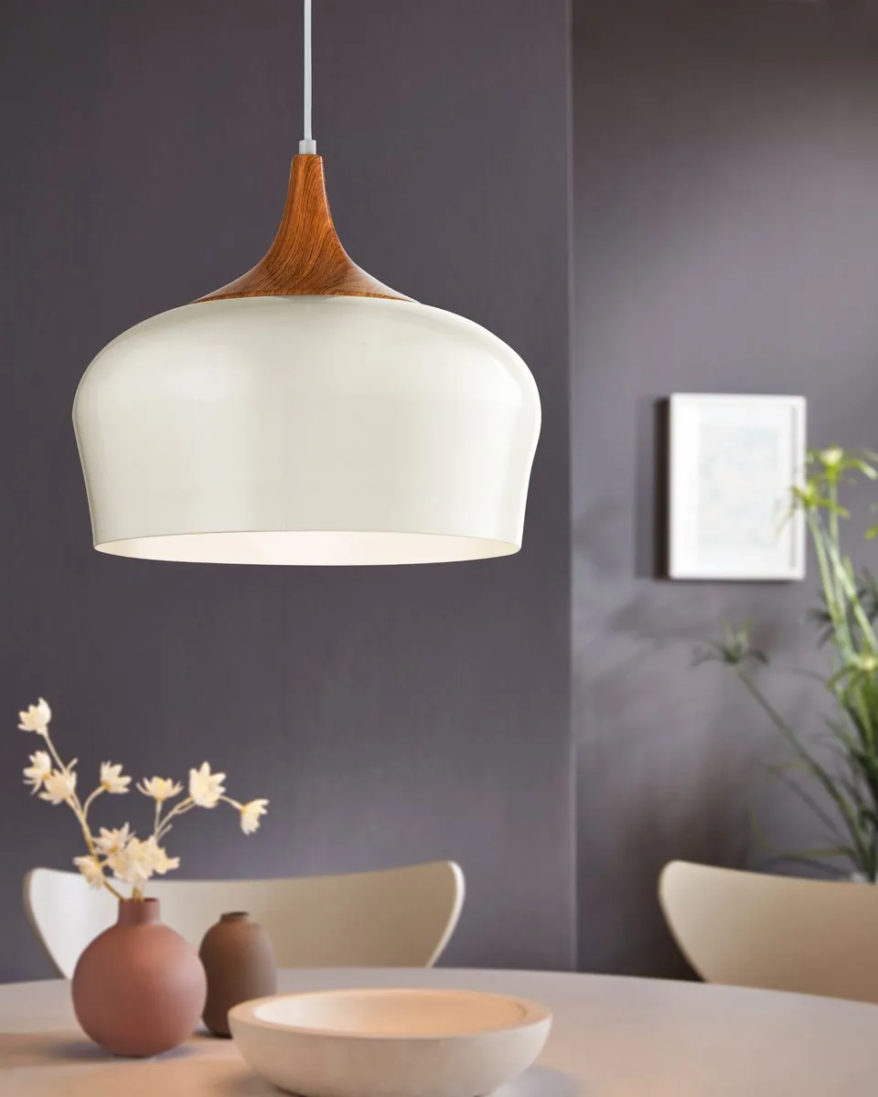 Eglo Obregon Hanglamp - Ø350mm - Creme/Eik - afbeelding 6 van 6