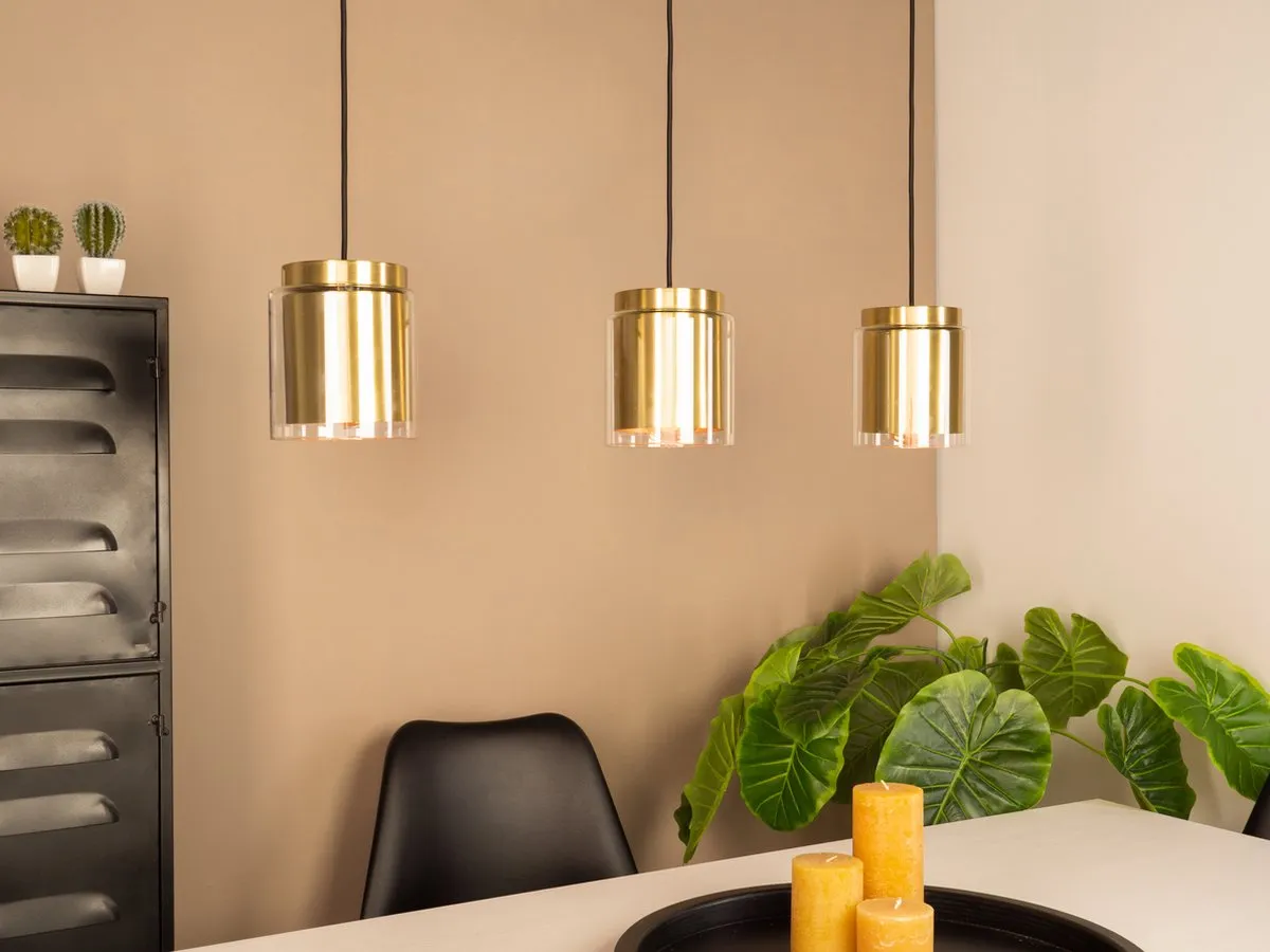 Eglo Lagunitas Hanglamp E27 - 3 Lichtpunten - 91cm - Zwart/Koper/Goud