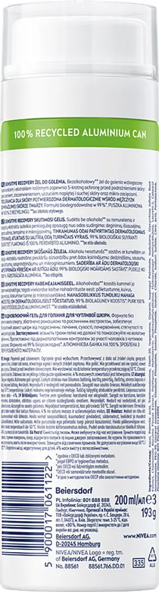 NIVEA Sensitive Recovery Scheergel 200ml - afbeelding 2 van 6