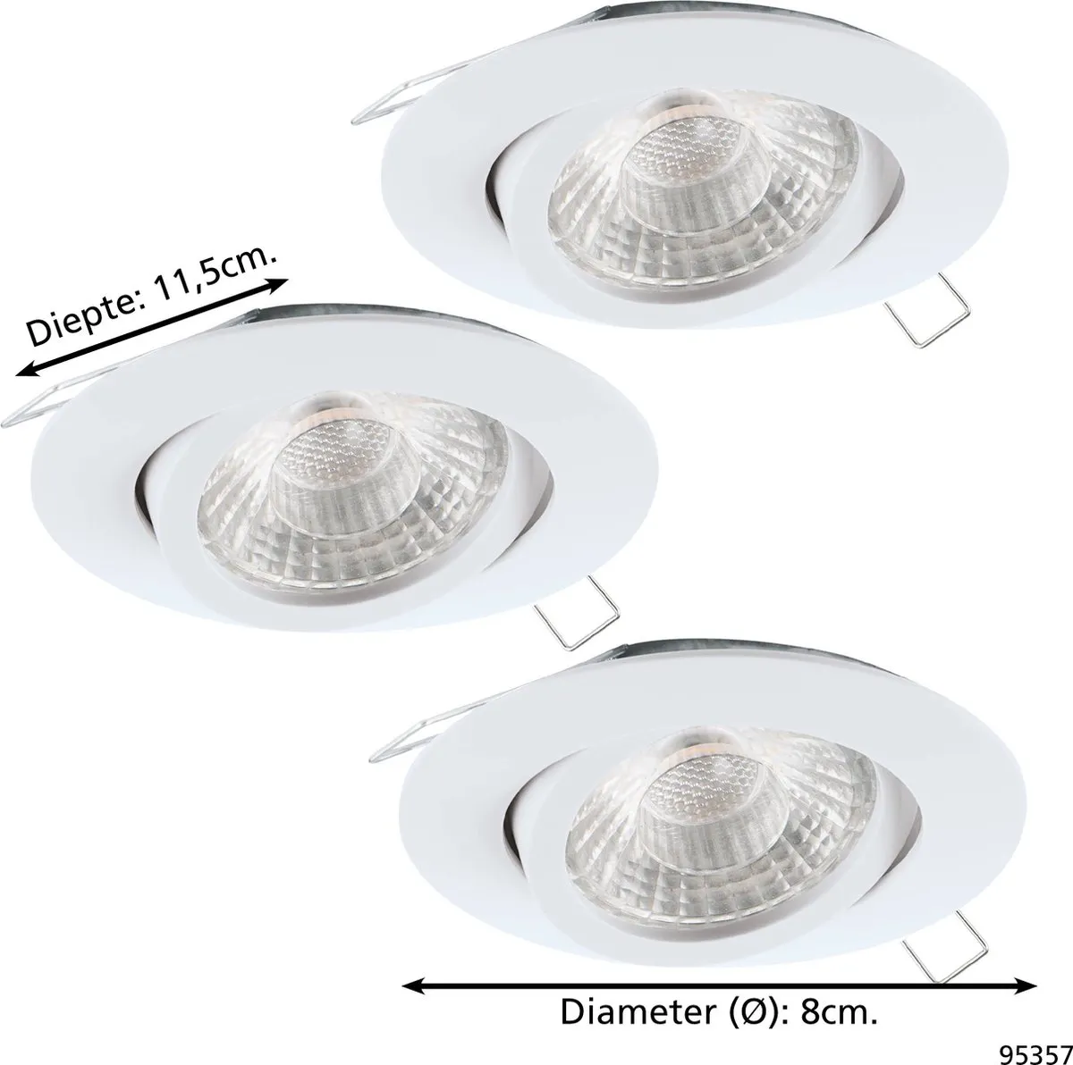Eglo Tedo 1 Inbouwarmatuur 3 Lichtpunten - 80cm Wit - afbeelding 6 van 6