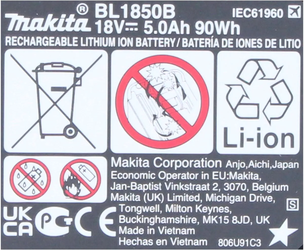 Makita BL 1850 B 18V 5,0Ah Li-ion Accu - 5000mAh