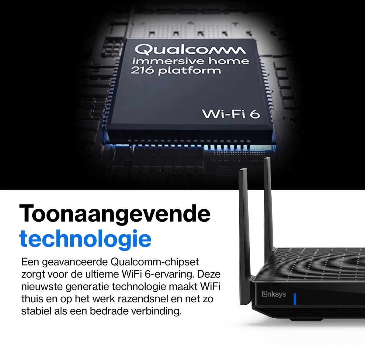 Linksys Hydra Pro 6E MR7500 Router - Tri-Band WiFi 6E - 6600 Mbps - Zwart