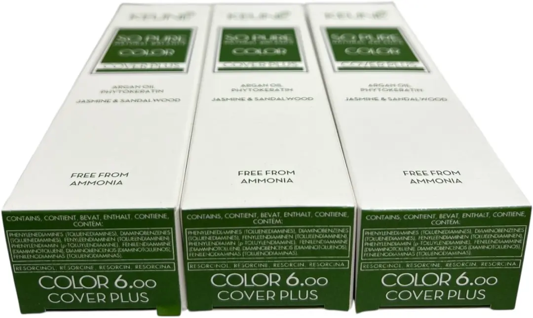 Keune So Pure 6.00 Donkerblond Cover Plus 180ml - 3 Stuks