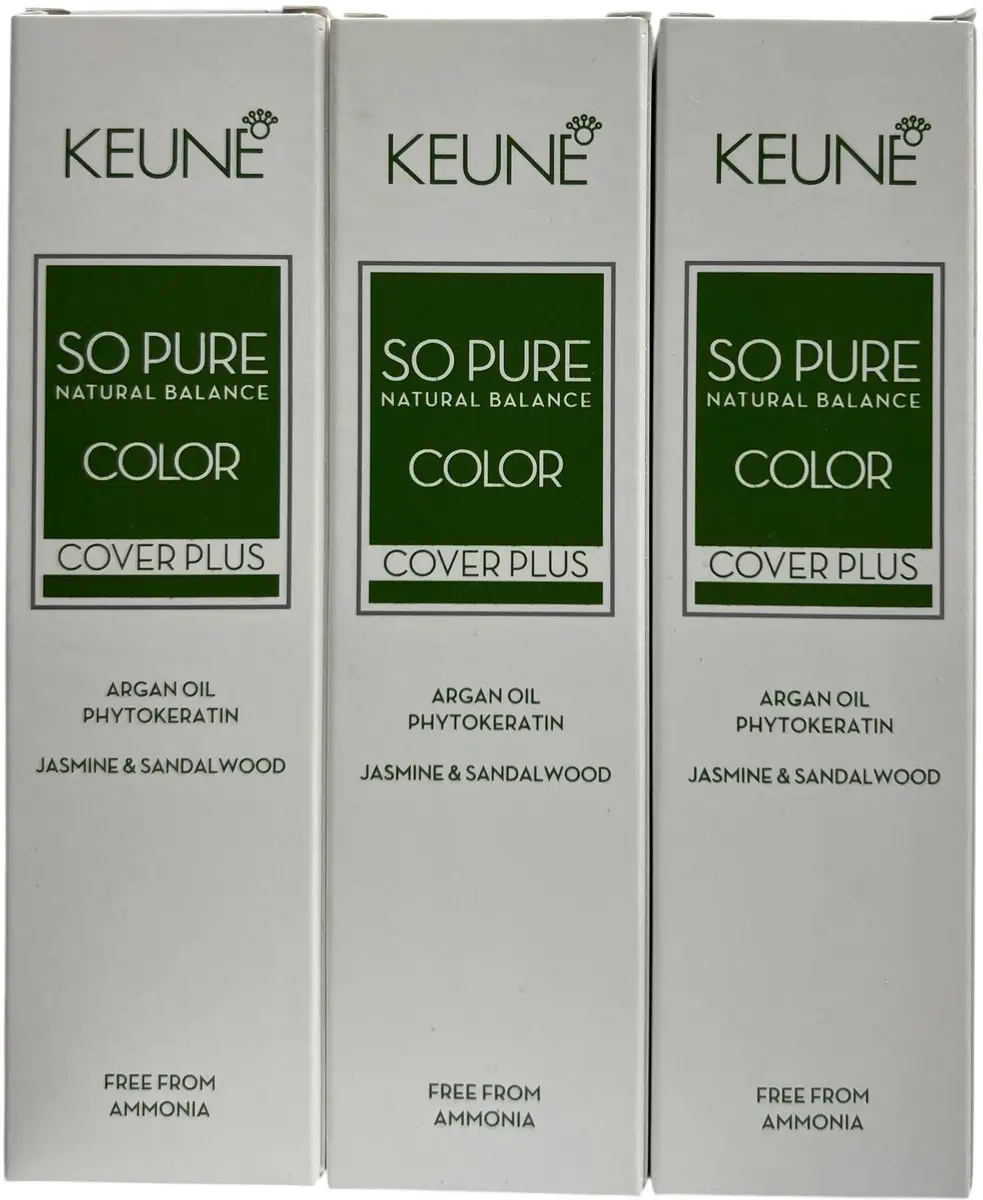 Keune So Pure 6.00 Donkerblond Cover Plus 180ml - 3 Stuks