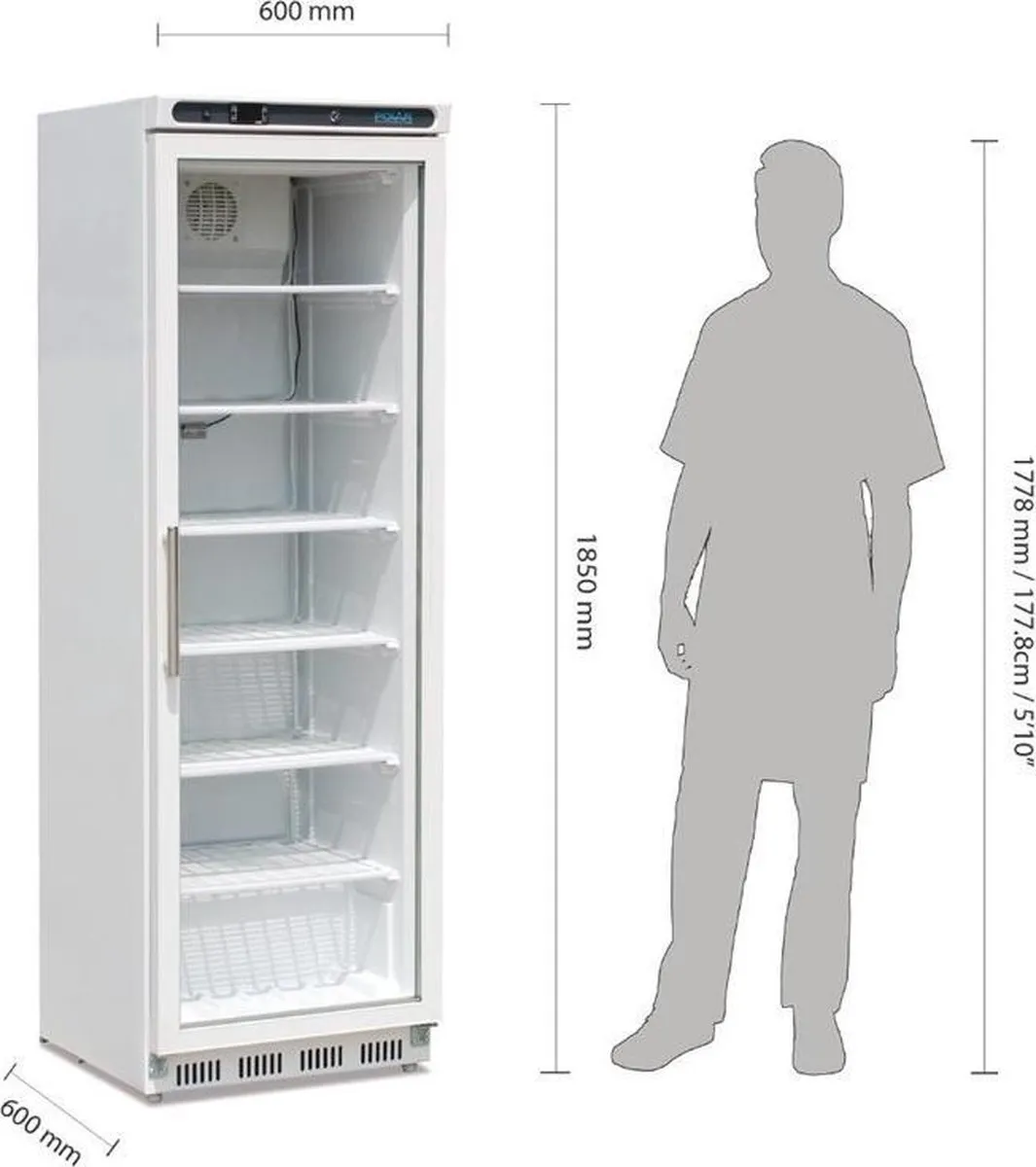 Polar C-serie display vriezer met glazen deur 365L