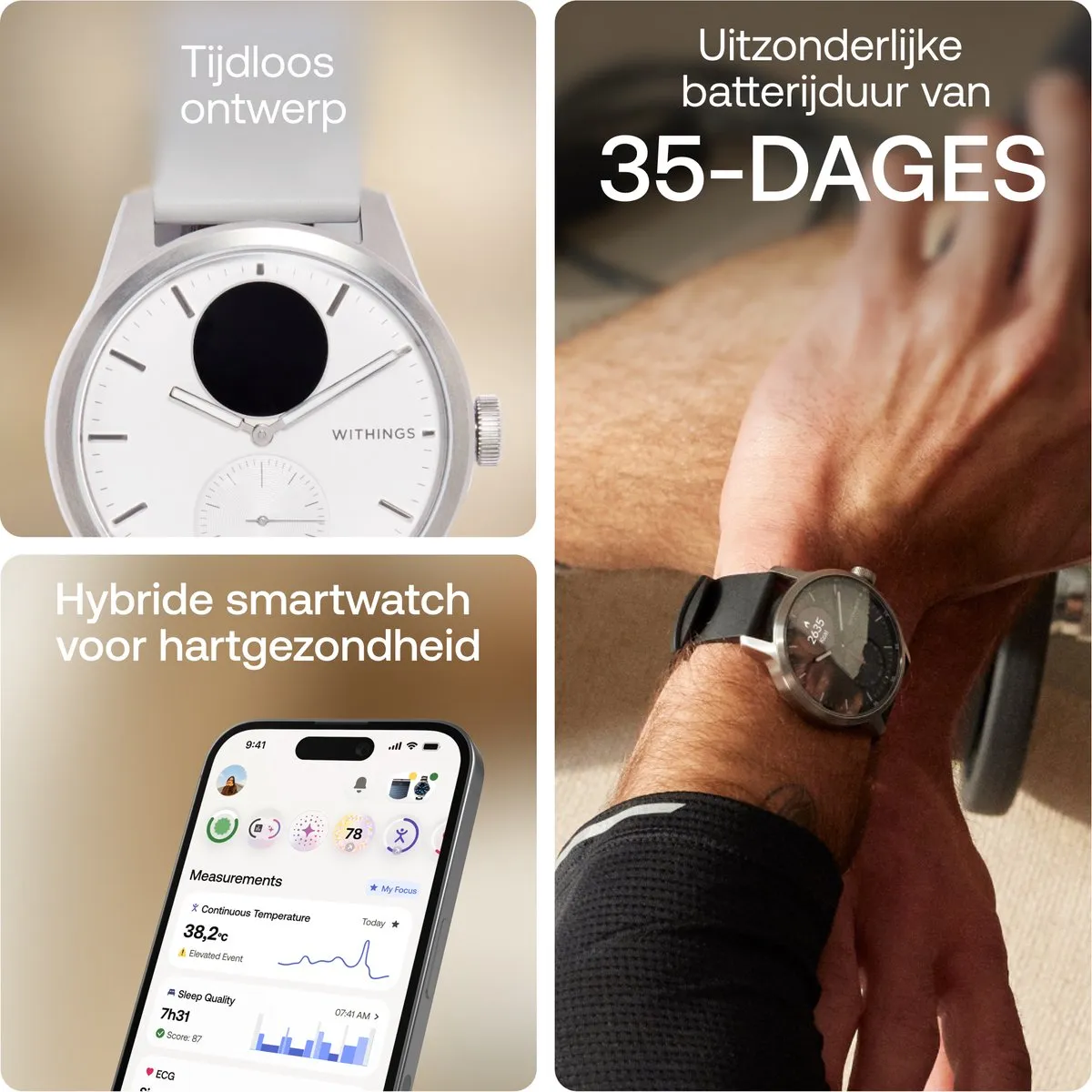 Withings ScanWatch 2 - 42mm - Hybride Smartwatch - Wit