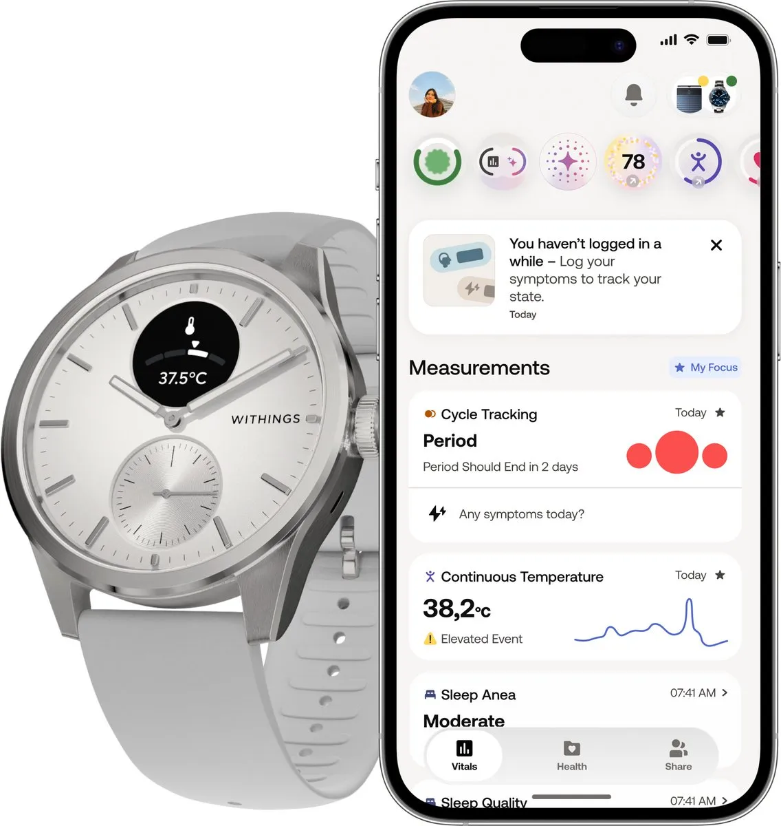 Withings ScanWatch 2 - 42mm - Hybride Smartwatch - Wit