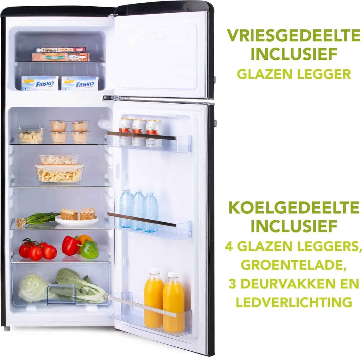 Domo DO91704R Retro Koelkast 206L - Zwart - afbeelding 6 van 6