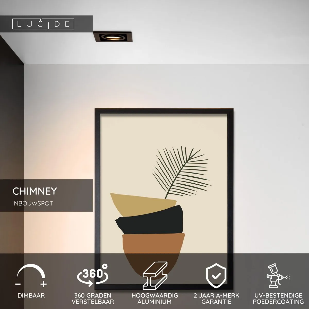 Lucide Chimney Inbouwspot GU10 - Zwart