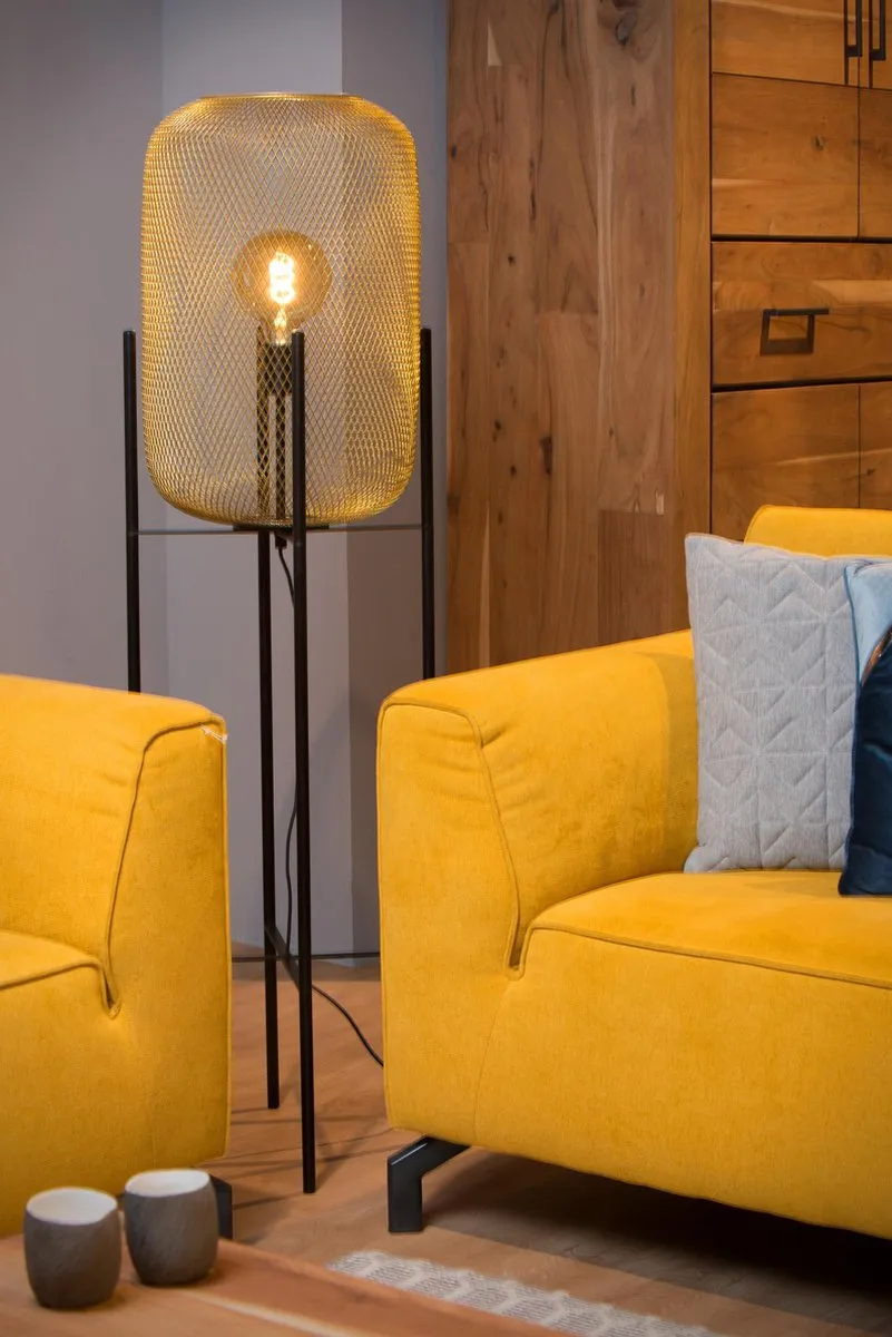 Lucide Mesh Vloerlamp Ø54cm - Mat Goud/Messing
