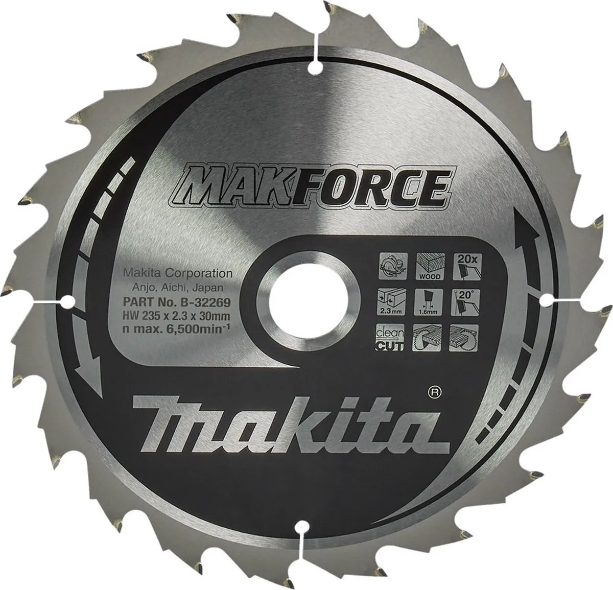 Makita Makforce Cirkelzaagblad B-32269 - Ø235mm 20T