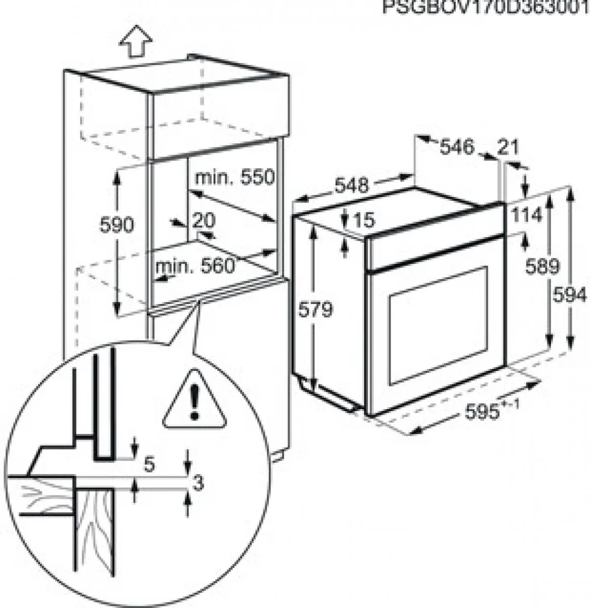 AEG BPE535E70B Inbouwoven - 71L - 3500W - Zwart