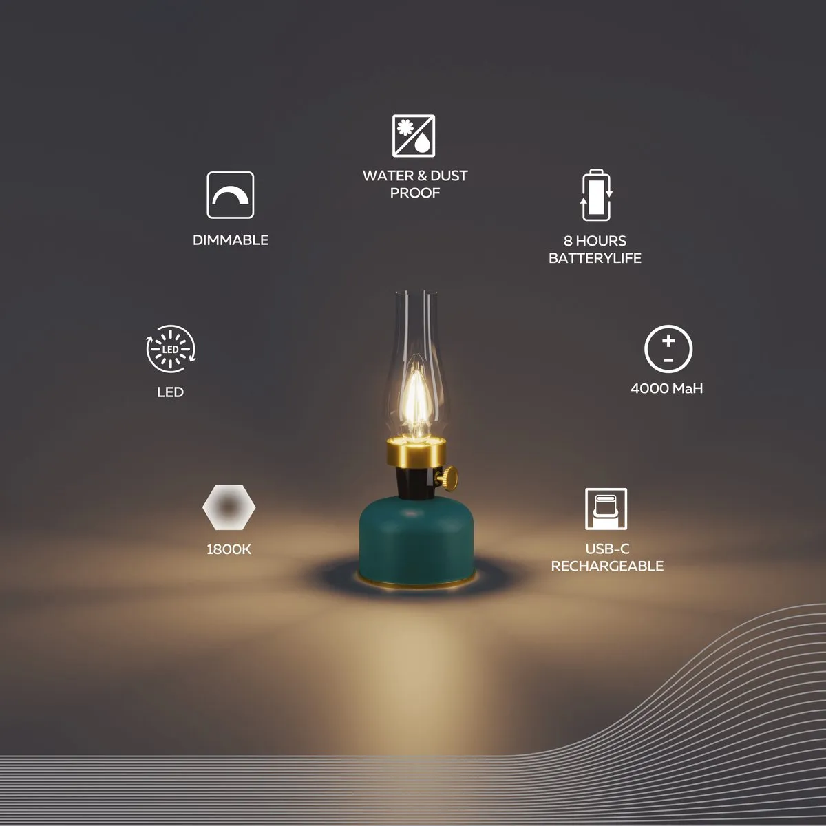 Calex Lavinio Oplaadbare LED Tafellamp - 3W - Groen