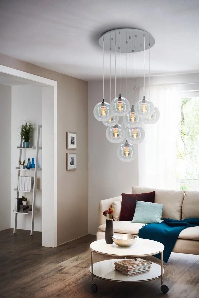 Eglo Ariscani 2 Hanglamp Ø65,5cm - Chroom/Gekleurd glas