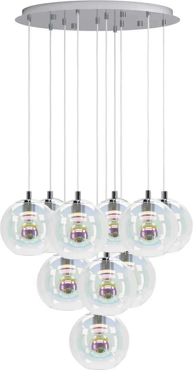 Eglo Ariscani 2 Hanglamp Ø65,5cm - Chroom/Gekleurd glas