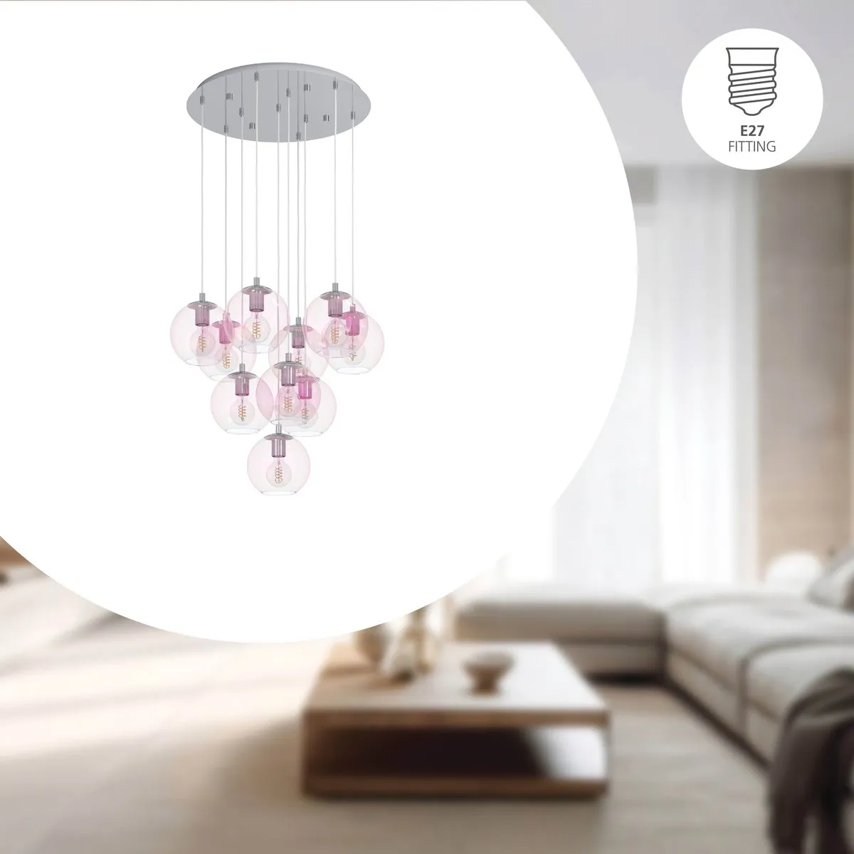 Eglo Ariscani 2 Hanglamp Ø65,5cm - Chroom/Gekleurd glas