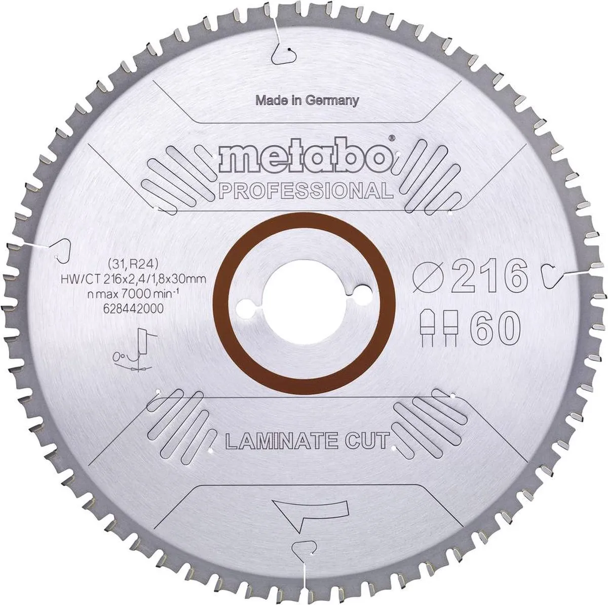 Metabo LAMINATE CUT PROFESSIONAL 628442000 Cirkelzaagblad - 216x30x1.8mm - 60 Tanden