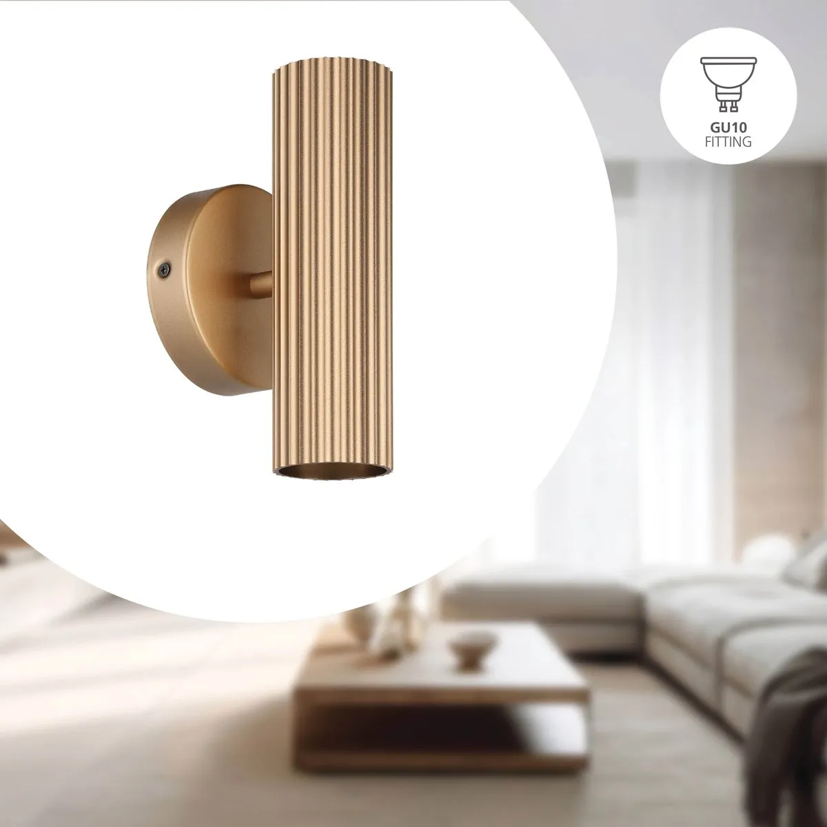 Eglo Portillo Wandlamp GU10 - 20cm - Goud