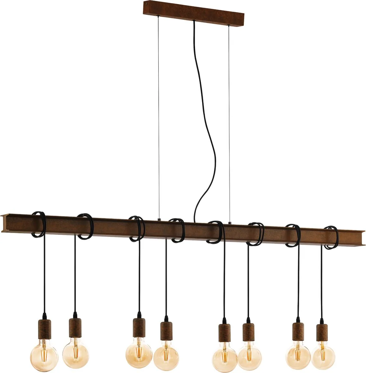Eglo Townshend 4 Hanglamp - 8 Lichtpunten - 150 cm - Bruin