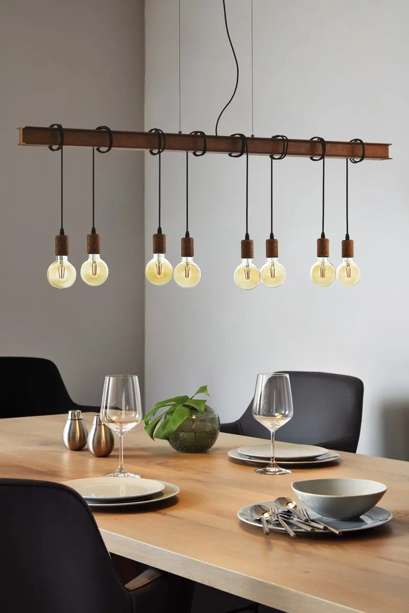 Eglo Townshend 4 Hanglamp - 8 Lichtpunten - 150 cm - Bruin - afbeelding 6 van 6
