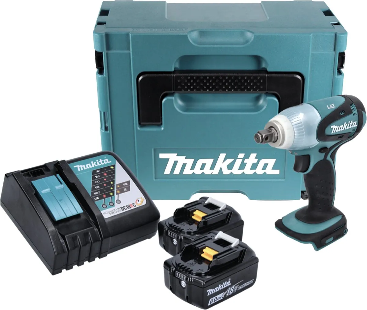 Makita DTW 251 RGJ Slagmoersleutel 18V 230Nm - 2x 6.0Ah + Lader + Makpac