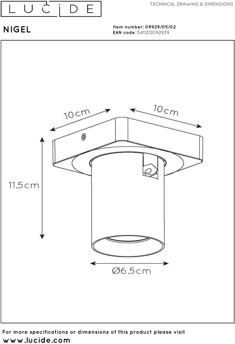 Lucide Nigel Plafondspot LED GU10 5W 2200K/3000K - Mat Goud - afbeelding 6 van 6