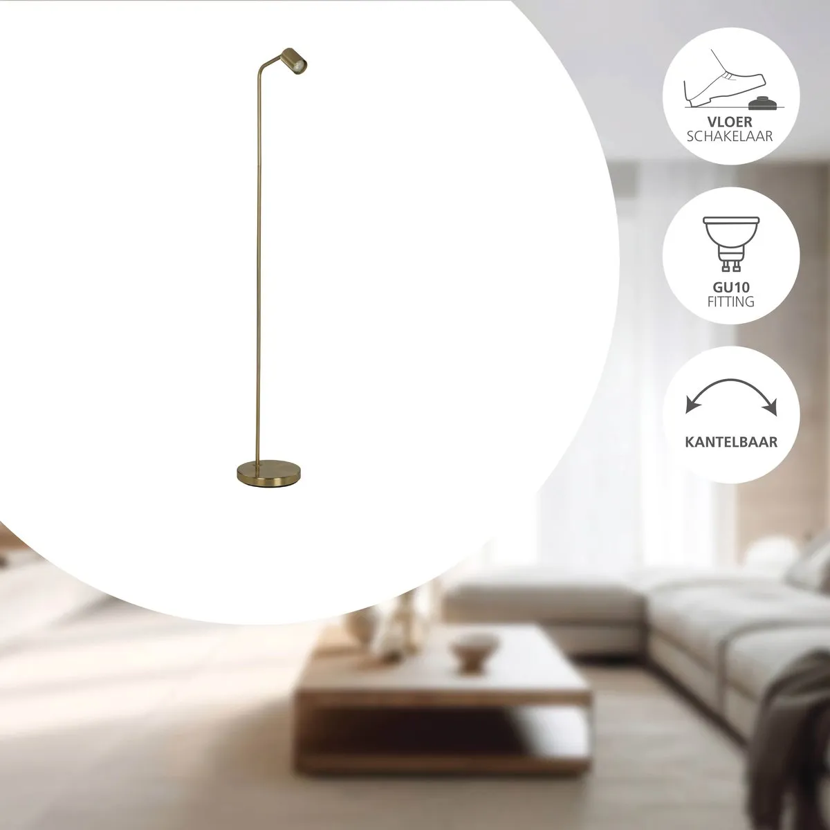 Eglo Rigomagno Vloerlamp GU10 - 151cm - Goud