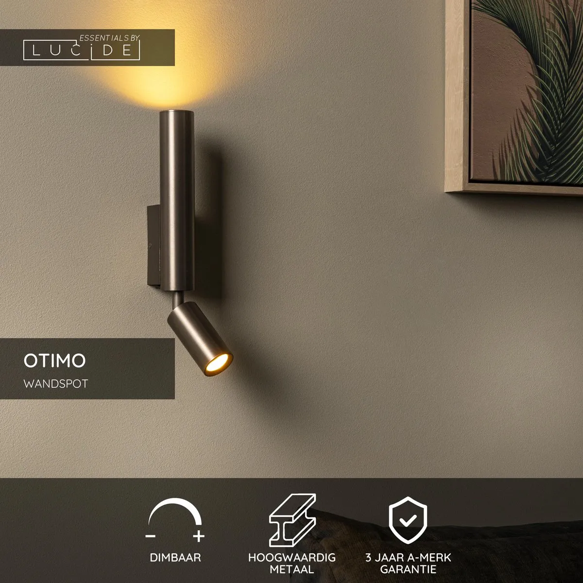 Lucide Otimo Wandspot 2xGU10 - Koffie