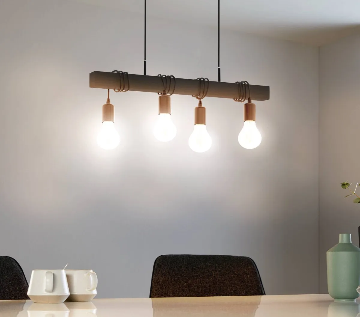 Eglo Townshend Hanglamp E27 - 4 Lichtpunten - 70 cm - Zwart