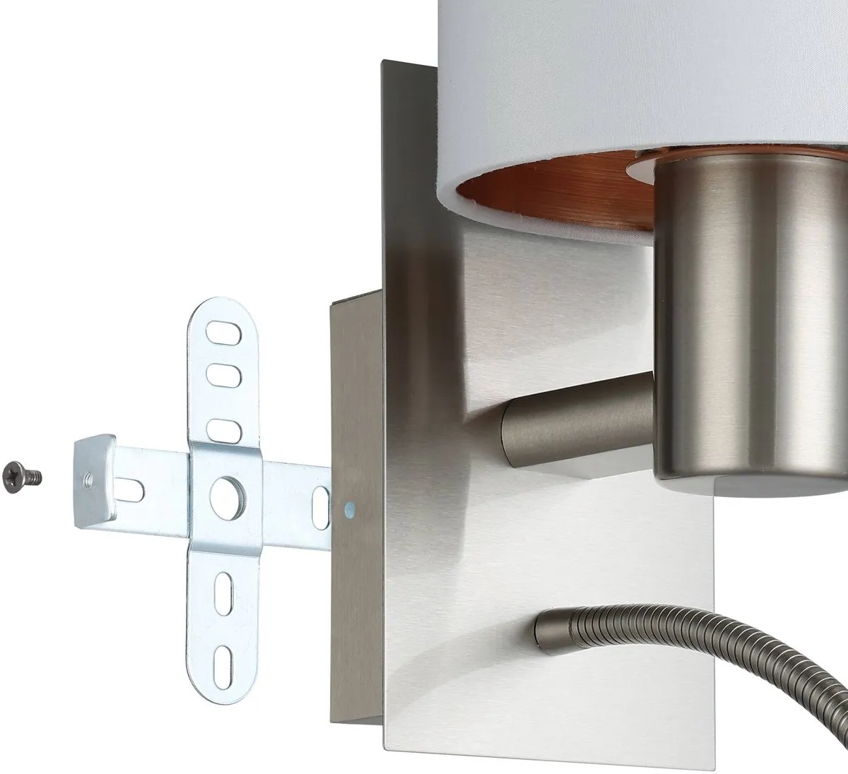 Eglo Pasteri Wandlamp E27 Ø25cm - Nikkelmat/Wit