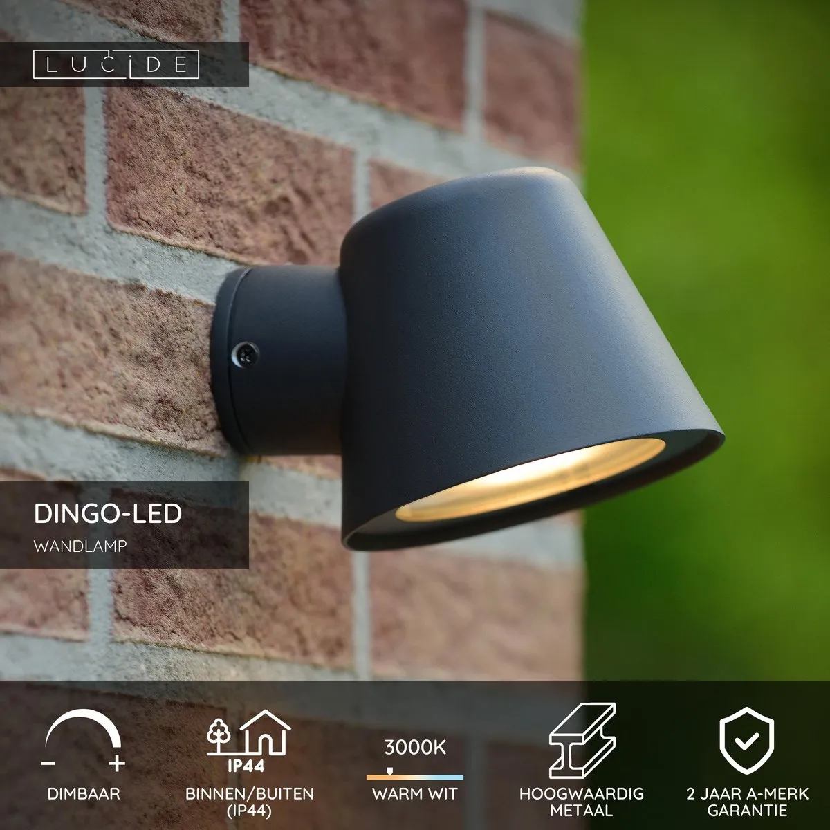 Lucide DINGO-LED Wandlamp IP44 - Antraciet