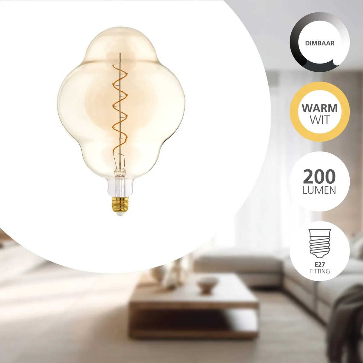 Eglo LED Lamp E27 Ø20cm - Amber - 2000K - Dimbaar