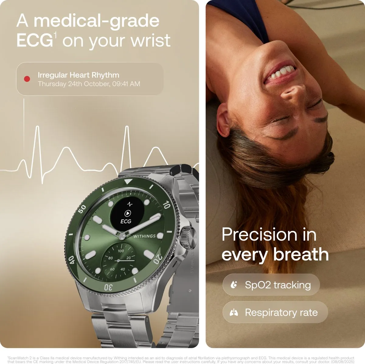 Withings ScanWatch Nova Hybride Smartwatch - 42mm - Groen - afbeelding 6 van 6