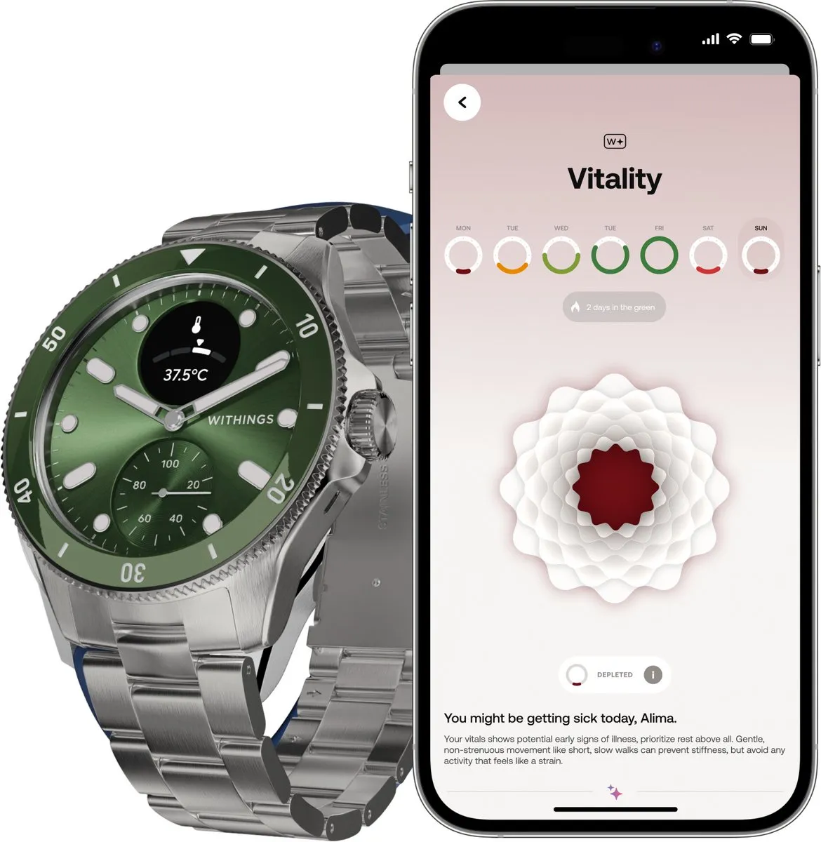 Withings ScanWatch Nova Hybride Smartwatch 42mm - Groen