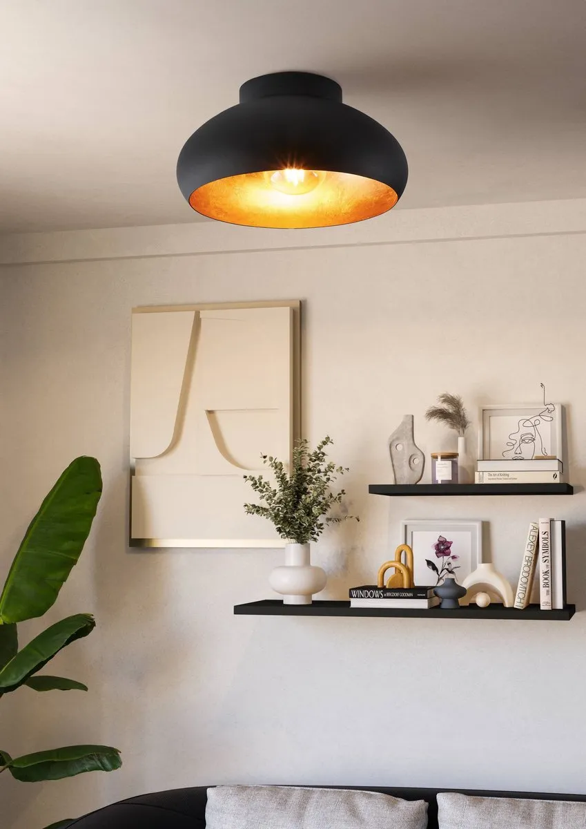 Eglo Mogano 2 Plafondlamp Ø28cm - Zwart/Goud - afbeelding 6 van 6