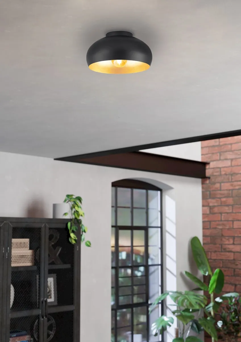 Eglo Mogano 2 Plafondlamp Ø28cm - Zwart/Goud