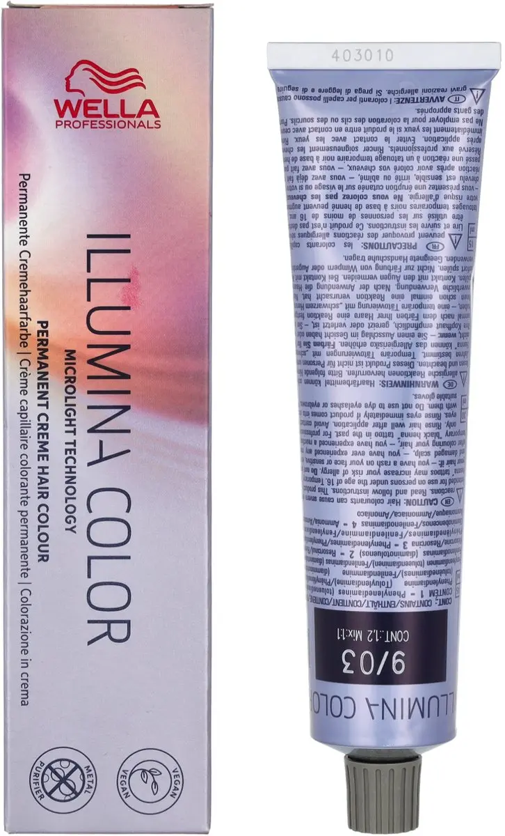 Wella Professionals Illumina Color 9/03 Haarverf 60ml - Zwart
