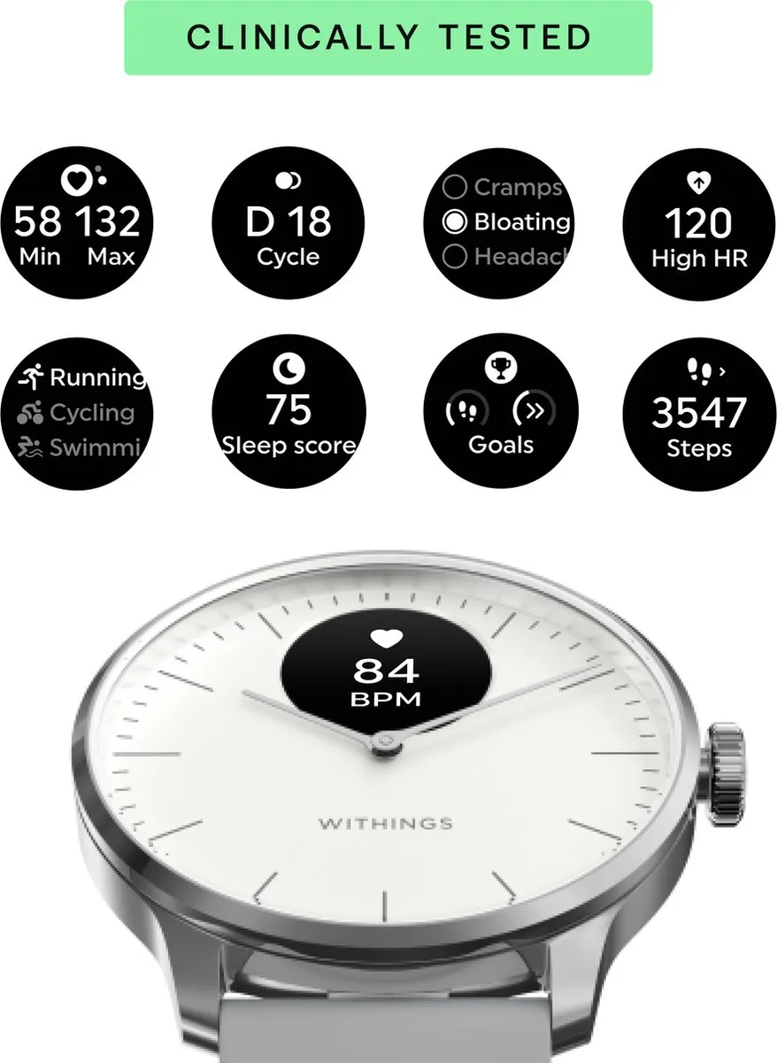 Withings ScanWatch Light - 37mm - Hybride Smartwatch - Wit