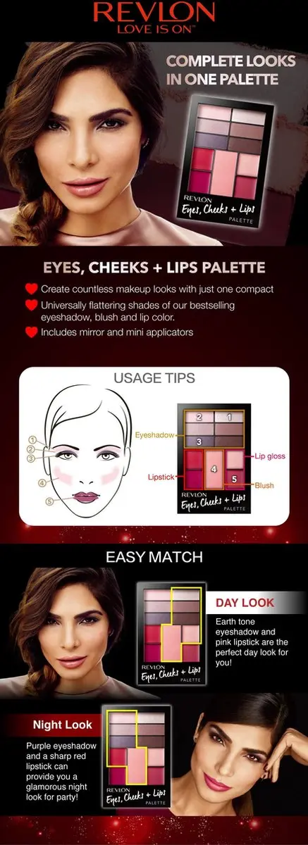 Revlon Eyes & Cheeks + Lips Palette 110g - 11 Kleuren Multi
