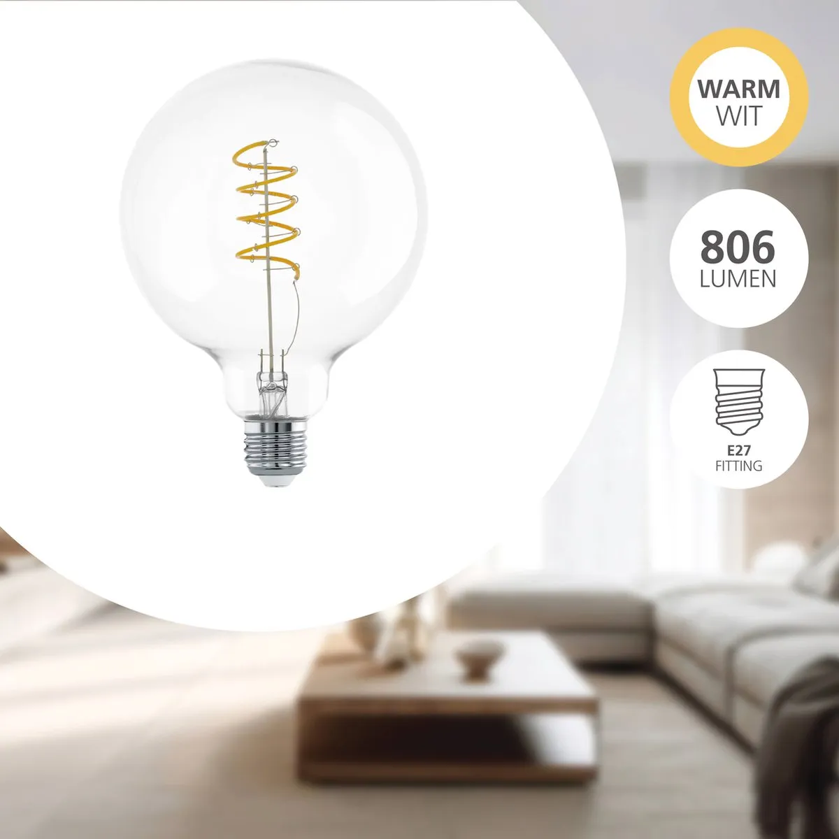 Eglo LED Lamp E27 7.3W - Ø8cm - Warm wit